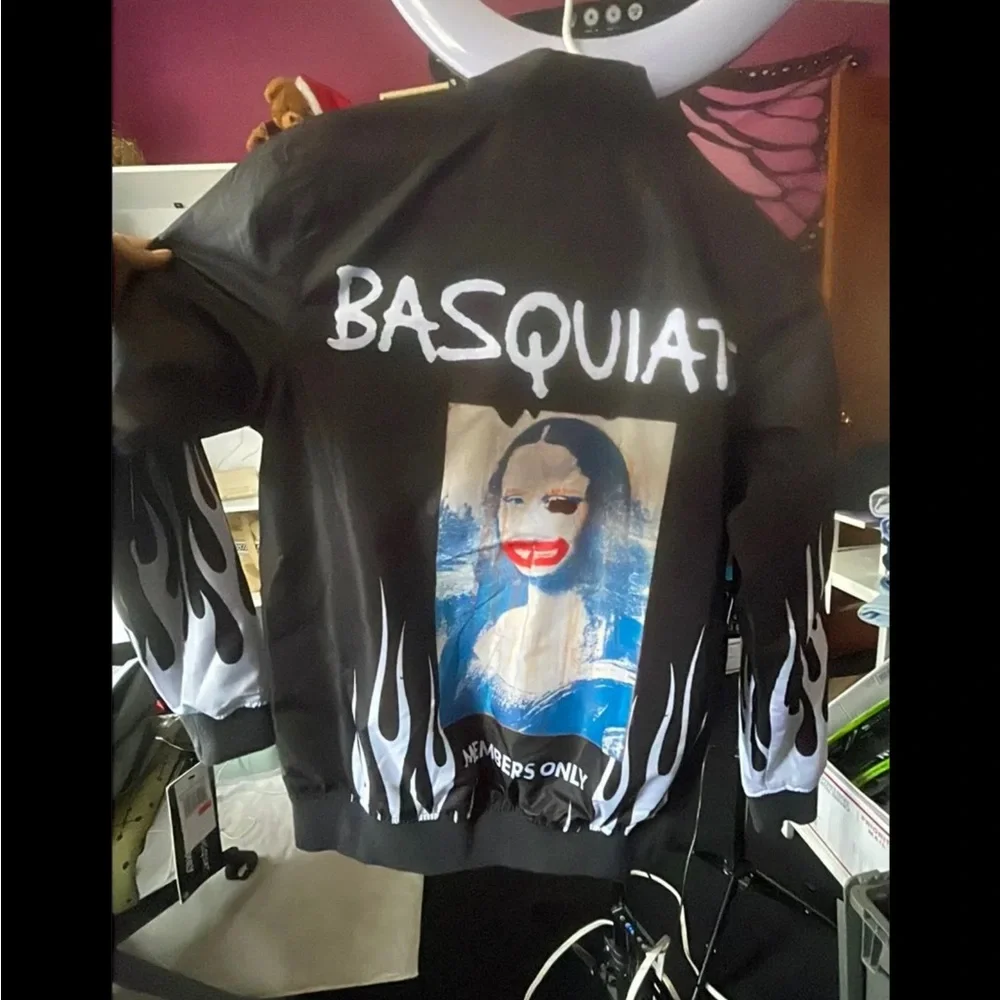 Jean Michel Basquiat + Members Only Mona Lisa Flames Jacket - Picture 2 of 4